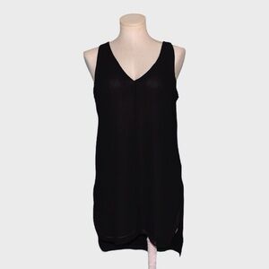 White House Black Market Double Layer Sheer Black Tunic Top with Side Slits